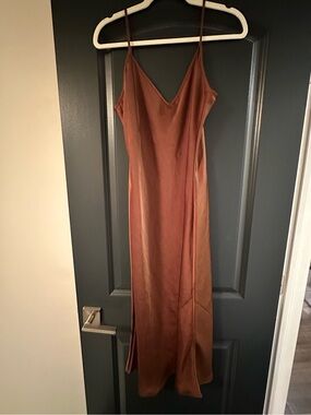 Wilfred Cognac Satin Only Slip Dress